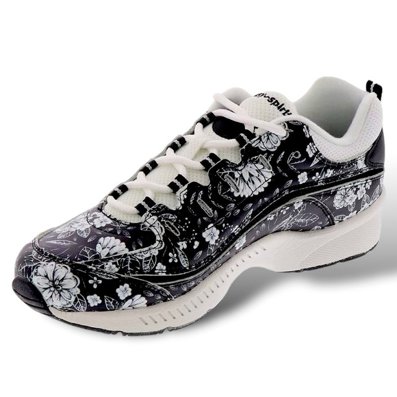 EASY SPIRIT LEATHER Romy Floral Sneaker Women’s Size 11WW Romantic Floral Goth - Picture 4 of 11